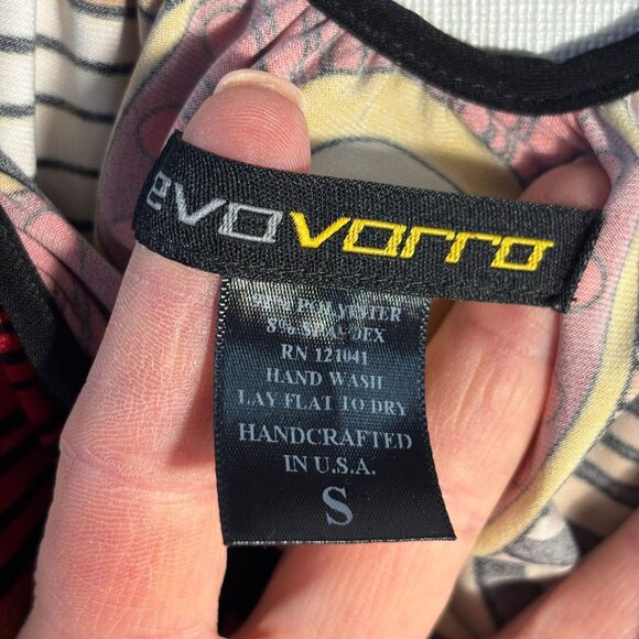 Colorful Abstract Print Top With Elastic Sleeves By Evovorro Size S - Picture 4 of 11